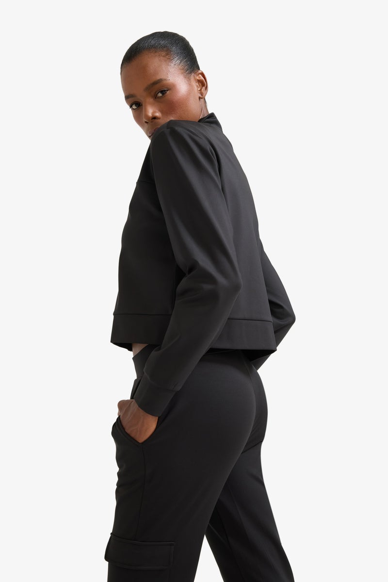 DeFacto Black Woman DeFactoFit Standard Fit with Zip-Up Stretchy Fabric Sweatshirt Casual - Image 4